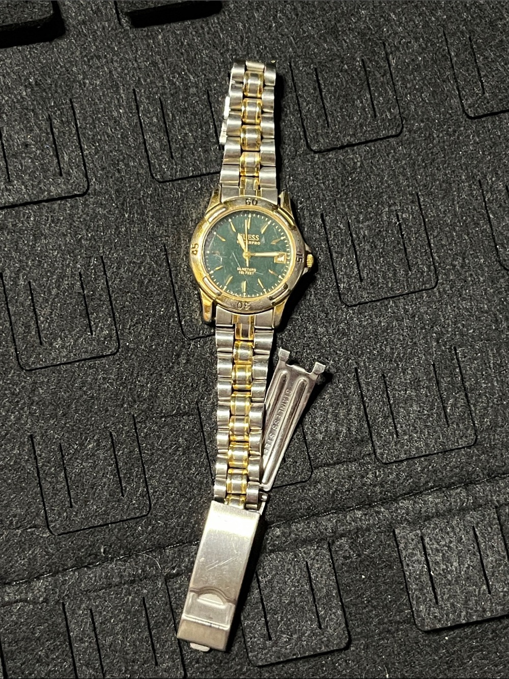 Guess Two-Tone Bracelet Watch with Green Dial